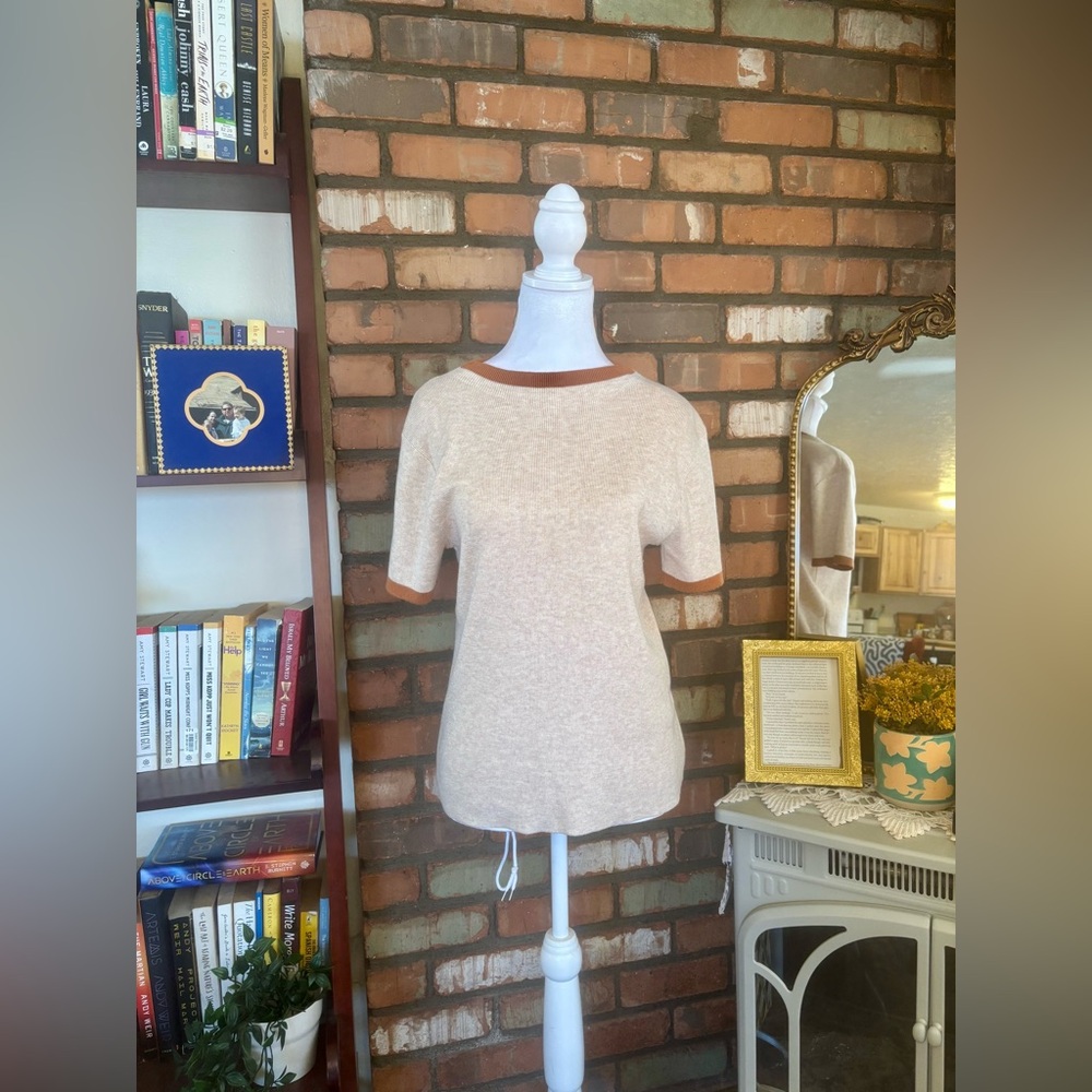 Roolee Beige and Rust Short Sleeve Top